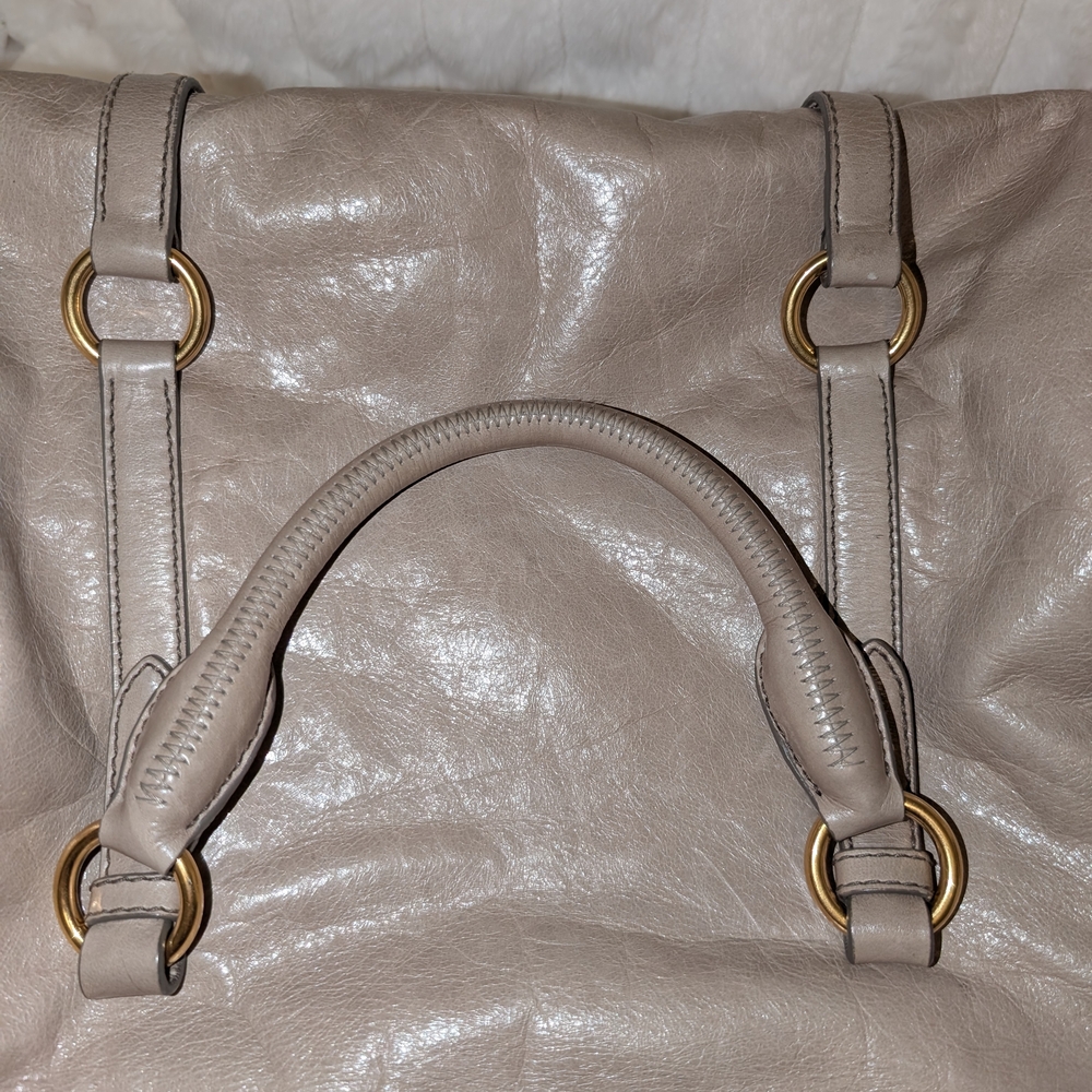 Authentic Miu Miu Taupe Leather Shoulder Bag - Picture 11 of 13